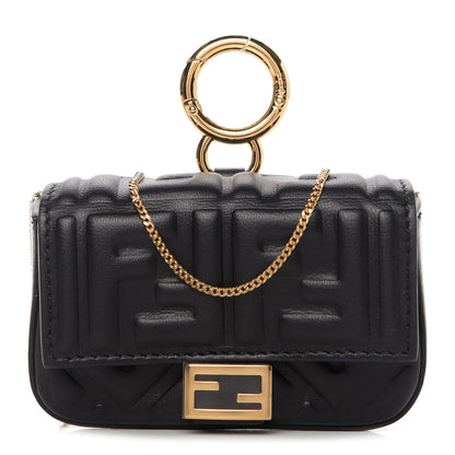 Fendi Nappa Matisse FF Embossed Nano Baguette Charm Black 1 of 9