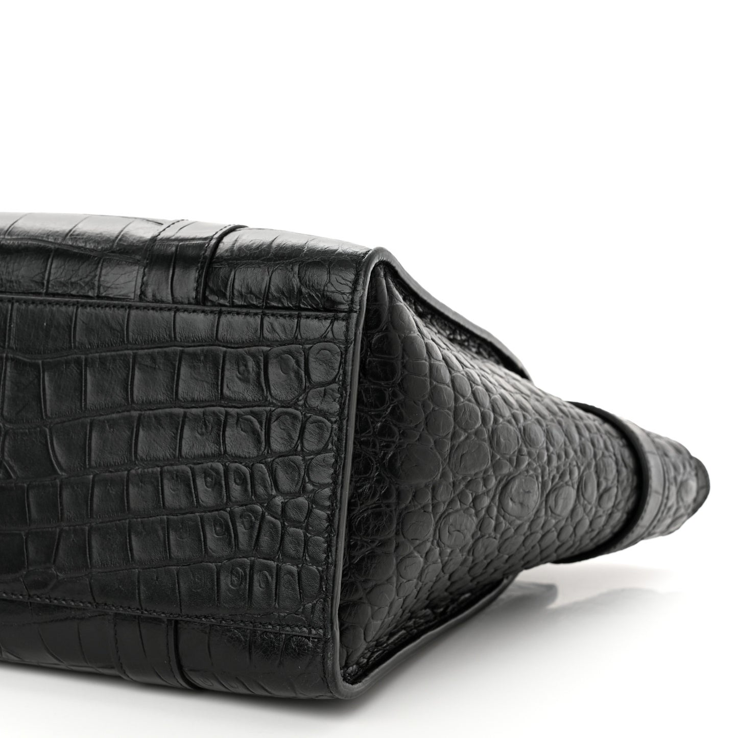 Crocodile Embossed Calfskin Small Zipped Bayswater Black