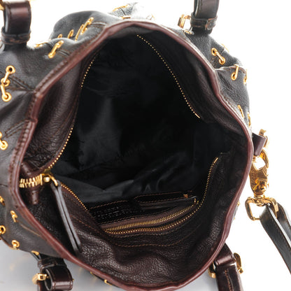 Burberry Calfskin Metal Stitch Lowry Chocolate 5 of 8