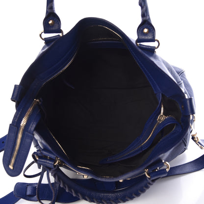 Balenciaga Chevre Gold Metallic Edge Hardware Velo Bleu Roi 5 of 10