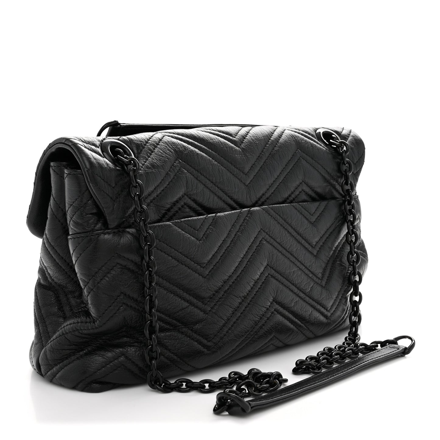 Soft Calfskin Matelasse Monochrome Medium GG Marmont Shoulder Bag Black