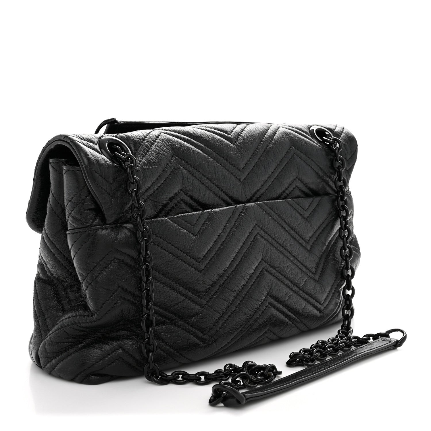 Gucci Soft Calfskin Matelasse Monochrome Medium GG Marmont Shoulder Bag Black 3 of 11