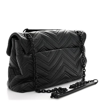 Gucci Soft Calfskin Matelasse Monochrome Medium GG Marmont Shoulder Bag Black 3 of 11
