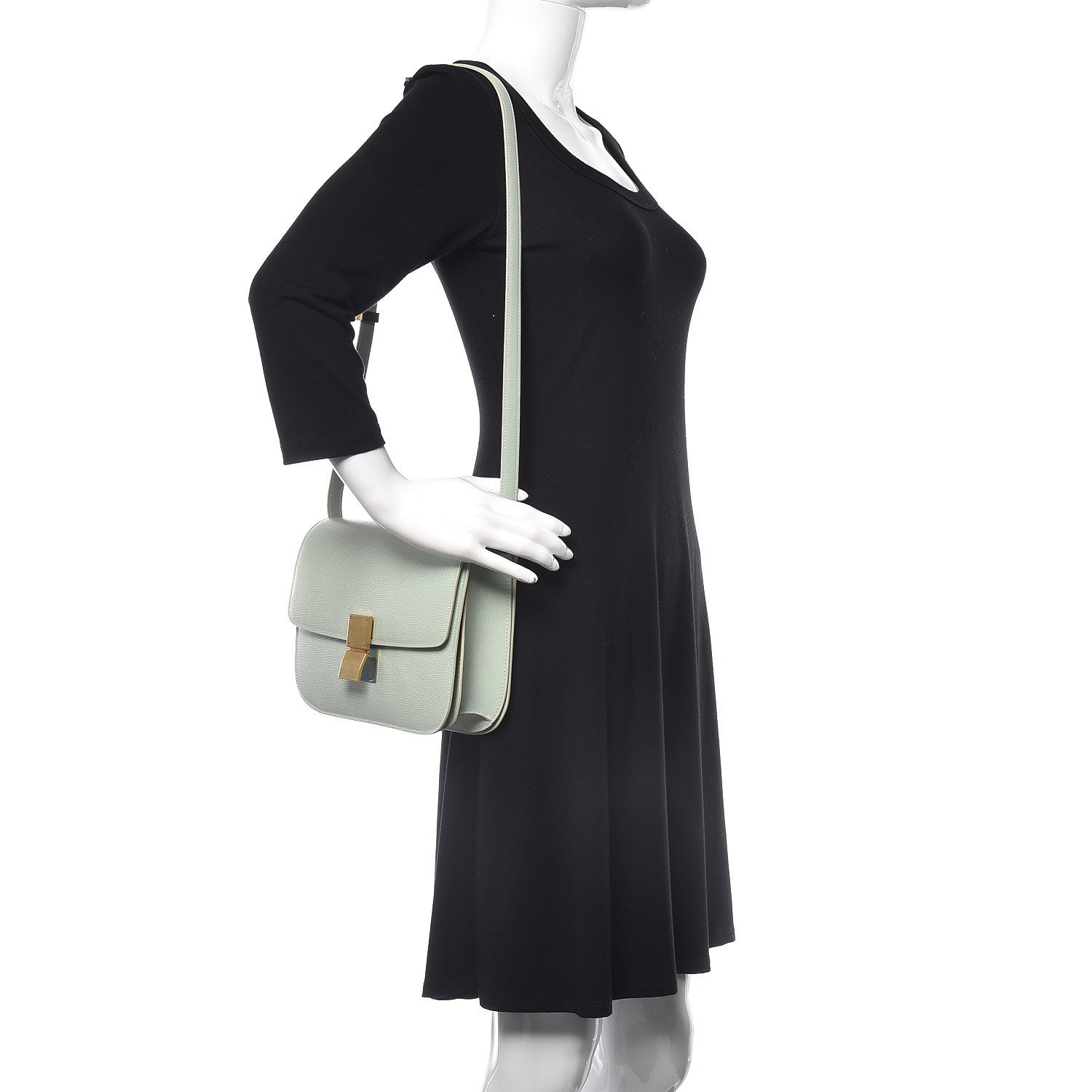 Celine Liege Calfskin Medium Classic Box Flap Bag Pastel Green 2 of 9