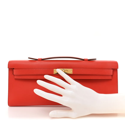 Hermes Swift Kelly Cut Clutch Pochette Capucine 2 of 13