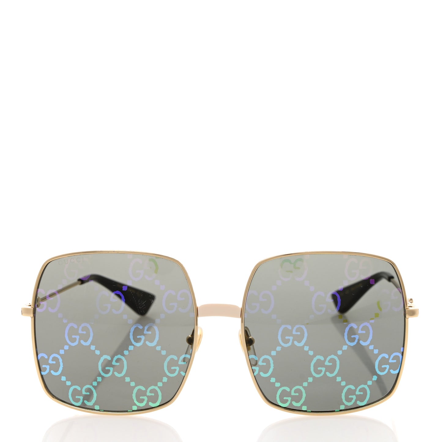 Metal Rectangular Frame Sunglasses GG0414S Gold Multicolor