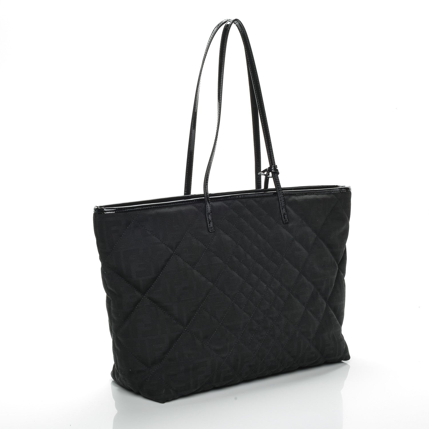 Fendi Canvas Quilted FF Roll Tote Black 3 of 7