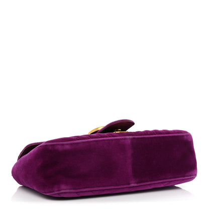 Gucci Velvet Matelasse Small GG Marmont Shoulder Bag Fuchsia Violet Cyclamen 4 of 18