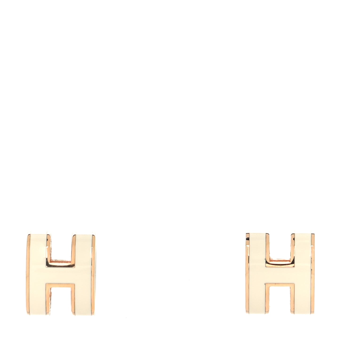 Rose Gold Lacquered Mini Pop H Earrings White