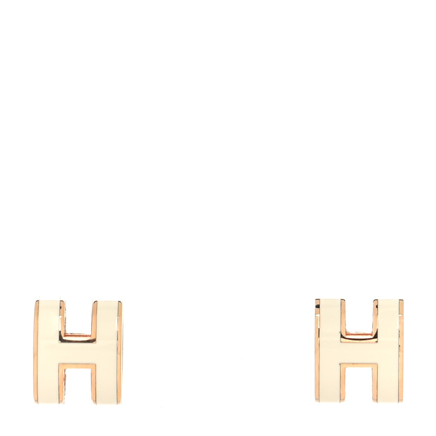 Hermes Rose Gold Lacquered Mini Pop H Earrings White 1 of 4