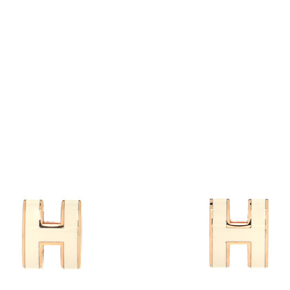 Hermes Rose Gold Lacquered Mini Pop H Earrings White 1 of 4
