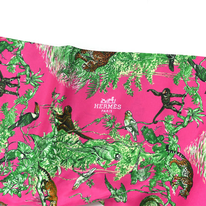 Hermes Silk Mousseline Equateur Maxi Twilly Rose Vif Vert De Gris 3 of 5