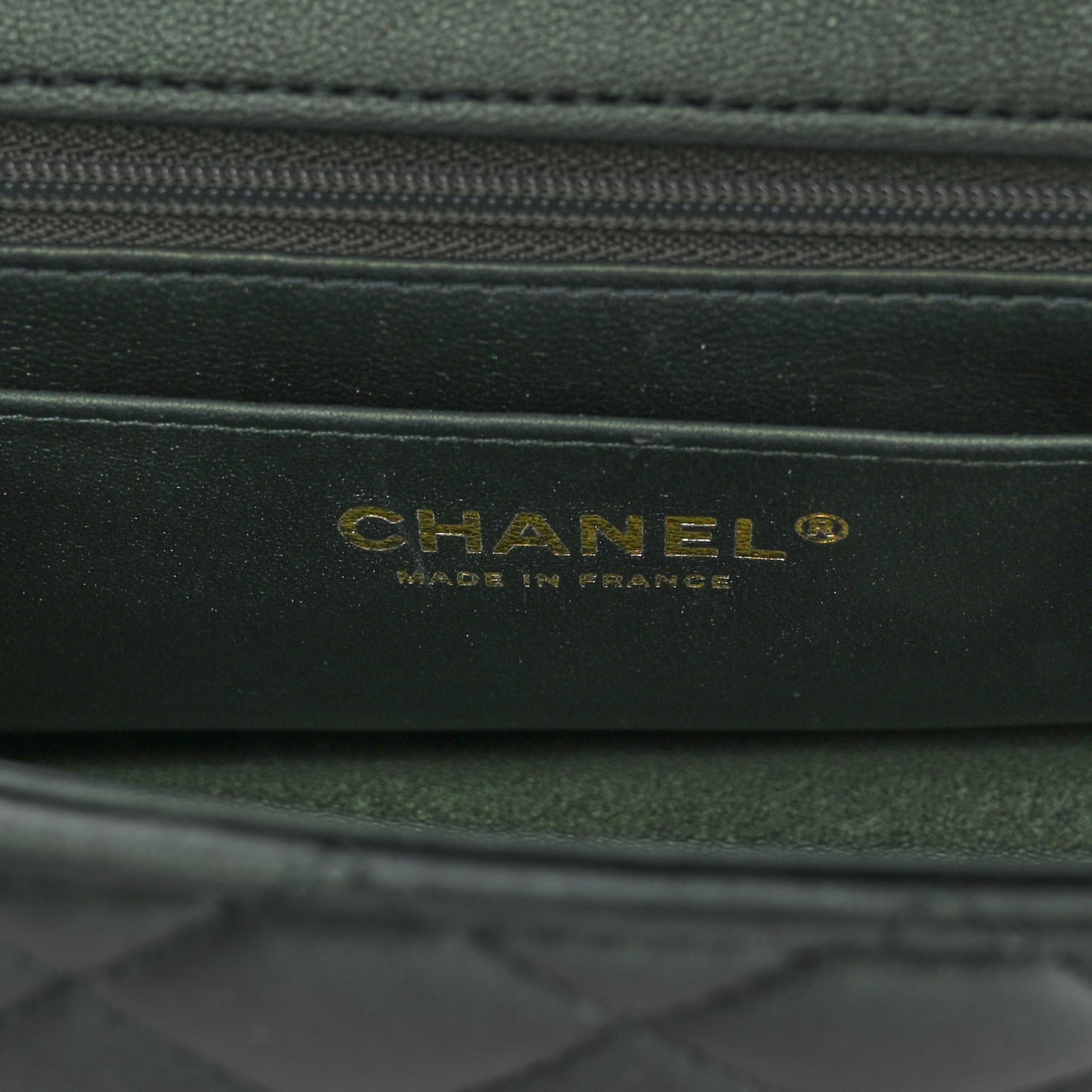 Iridescent Lambskin Quilted Mini Top Handle Rectangular Flap Dark Green