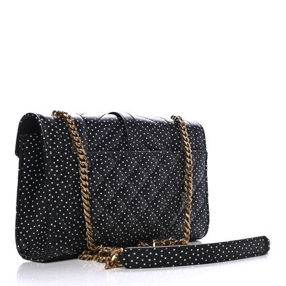 Saint Laurent Grain De Poudre Textured Mixed Matelasse Triquilt Small Monogram Pin Dot Print Satchel Black 2 of 4