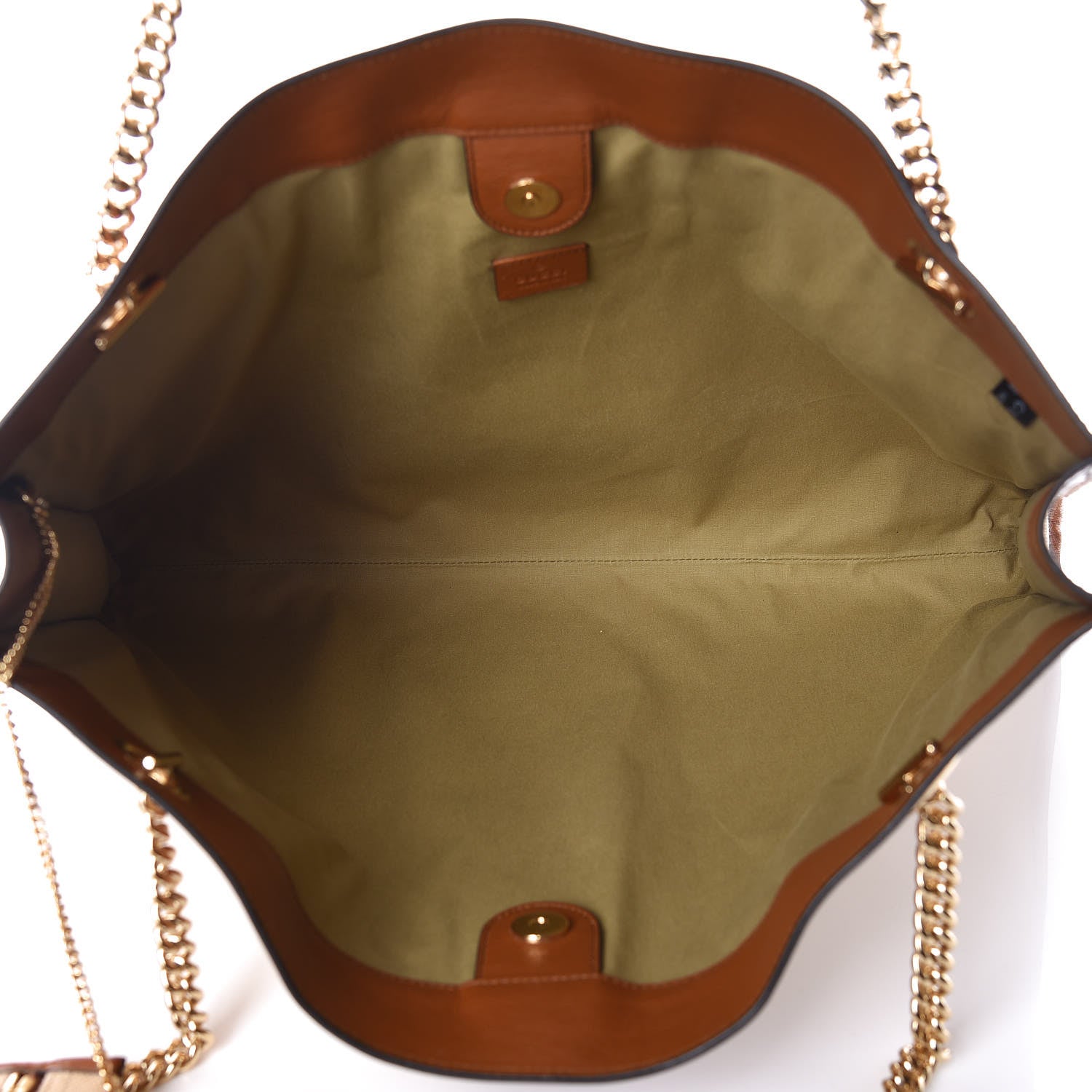 Gucci Vintage Canvas Calfskin Web Large Rajah Chain Tote Sand Light Cuir 6 of 13