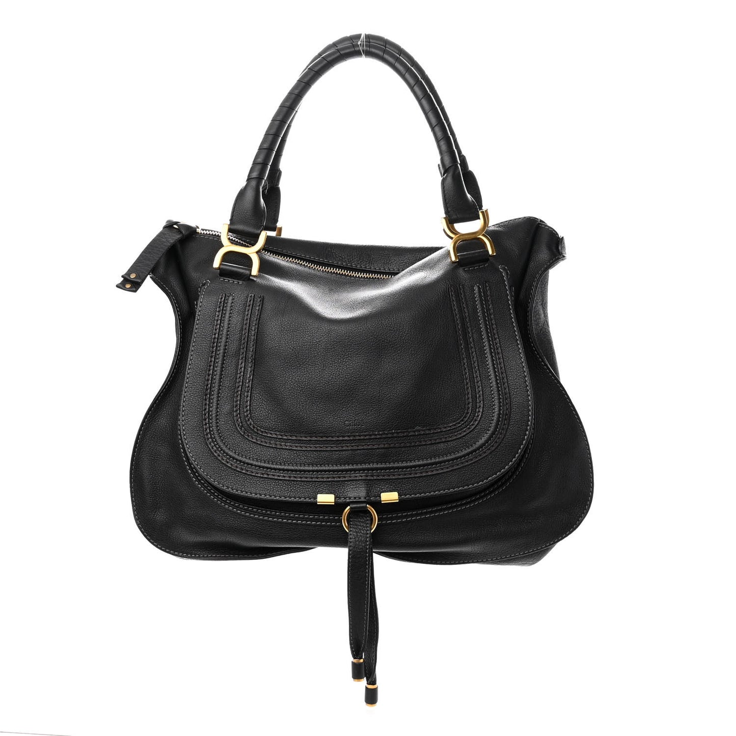 Calfskin Large Marcie Satchel Black
