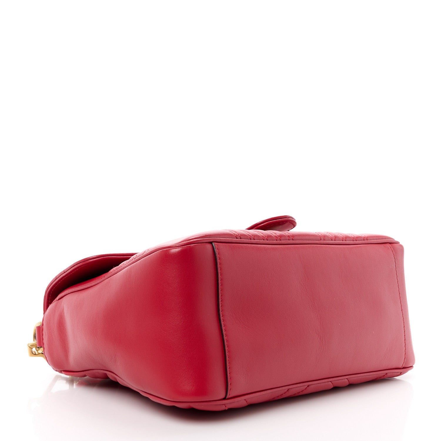 Gucci Calfskin Matelasse Small GG Marmont Top Handle Shoulder Bag Hibiscus Red 4 of 14