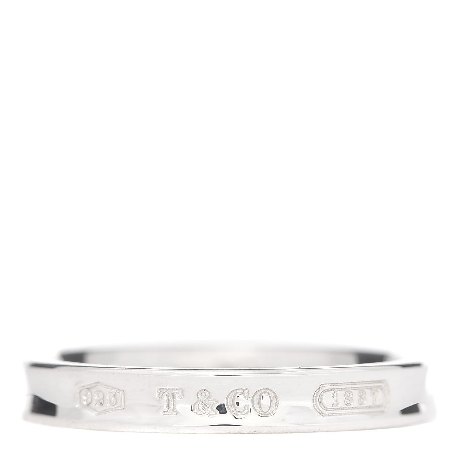 Tiffany Sterling Silver Narrow 1837 Band Ring 68 12.25 1 of 5