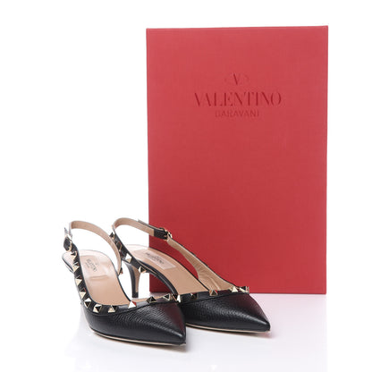 Valentino Garavani Pebbled Calfskin Rockstud Half D'Orsay Slingback 50mm Pumps 36 Black 13 of 13