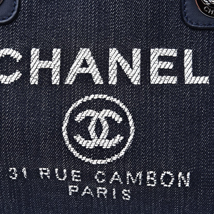 Chanel Denim Deauville Bowling Bag Dark Blue 9 of 12