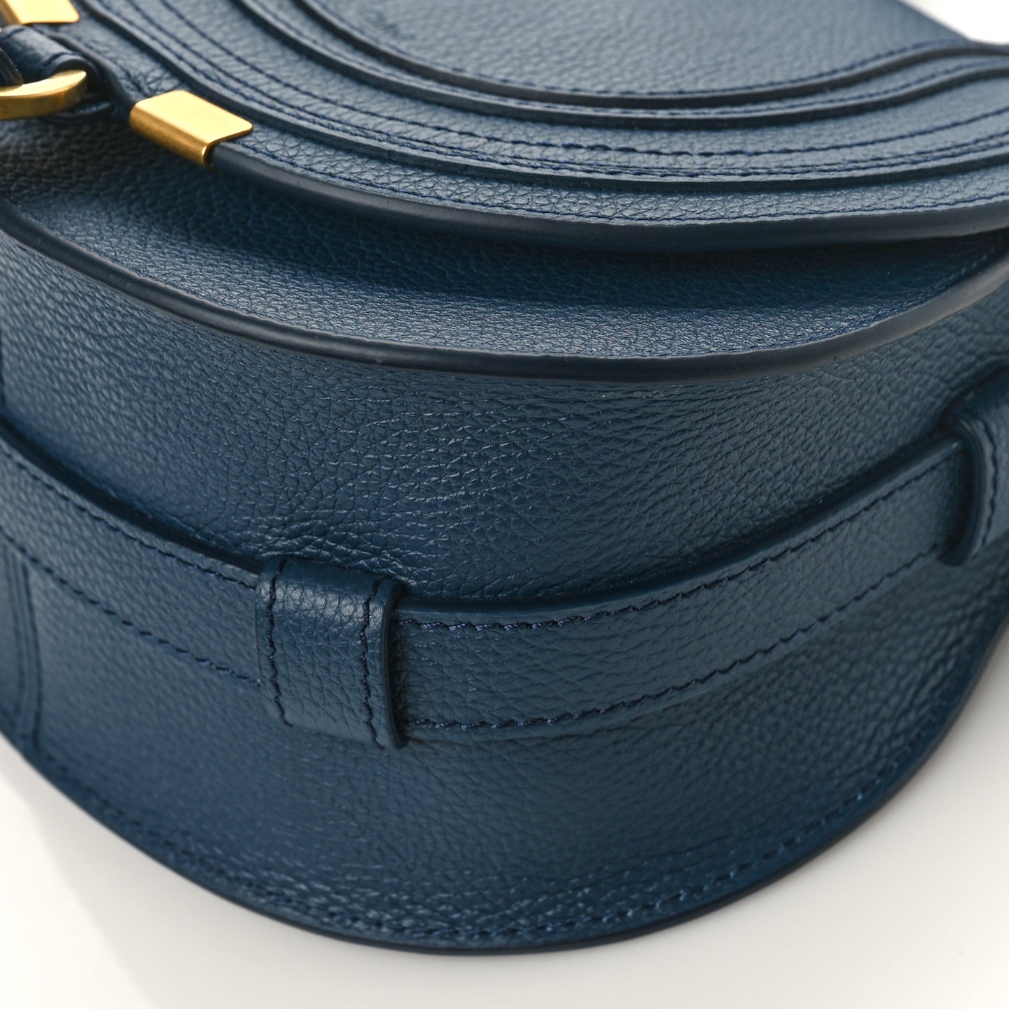 Grained Calfskin Small Marcie Saddle Bag Navy