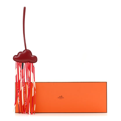 Hermes Swift Silk Twill Cord Cloud Bag Charm Rouge H 4 of 4