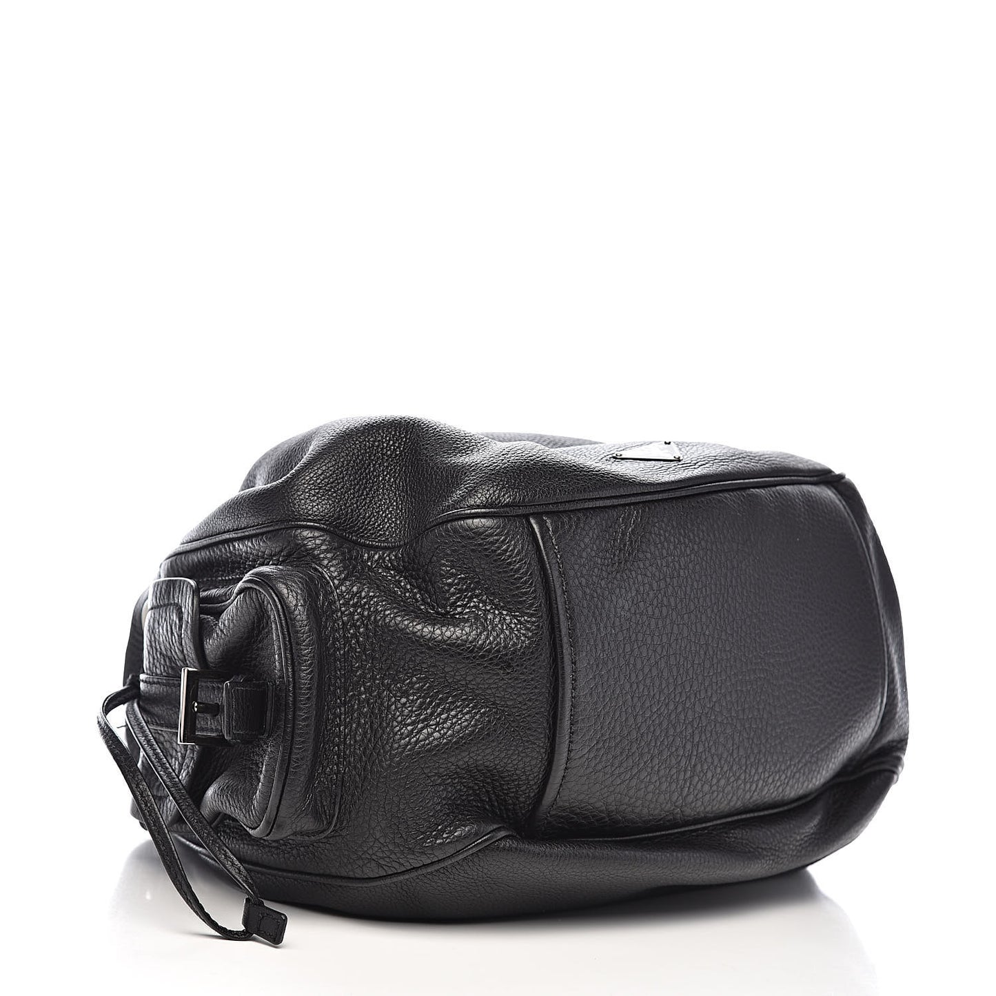 Vitello Daino Drawstring Bucket Black