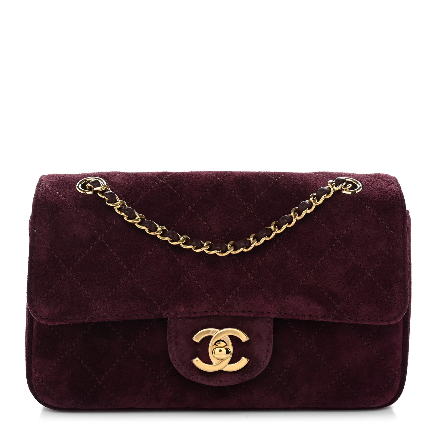 Suede Calfskin Mini Souplissimo Flap Burgundy
