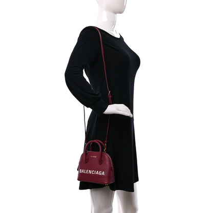 Balenciaga Signature Grained Calfskin Logo XXS Ville Top Handle Bag Rouge Grenat White 2 of 16