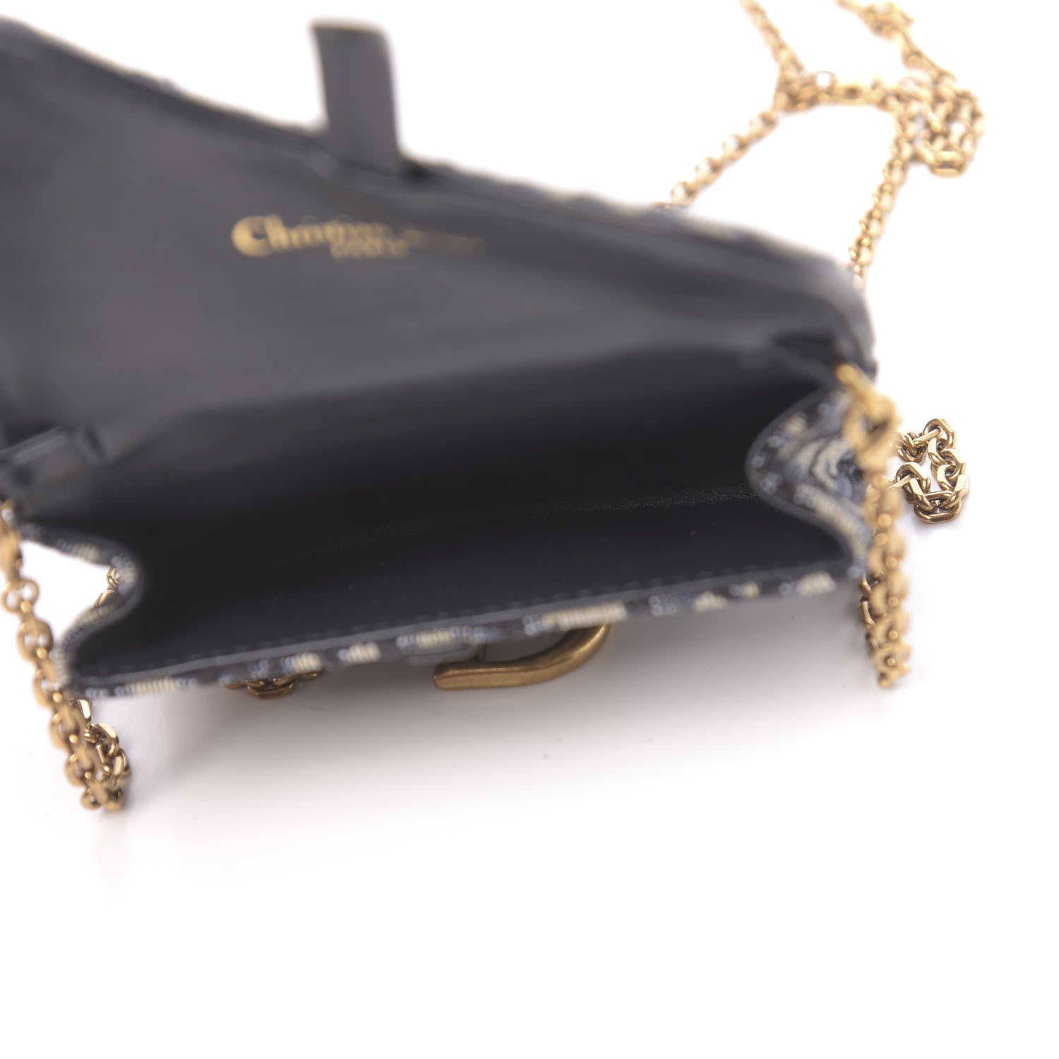 Christian Dior Oblique Nano Saddle Chain Pouch Blue 5 of 11