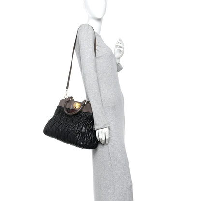 Miu Miu Nappa Matelasse Turnlock Hobo Black Brown 2 of 12