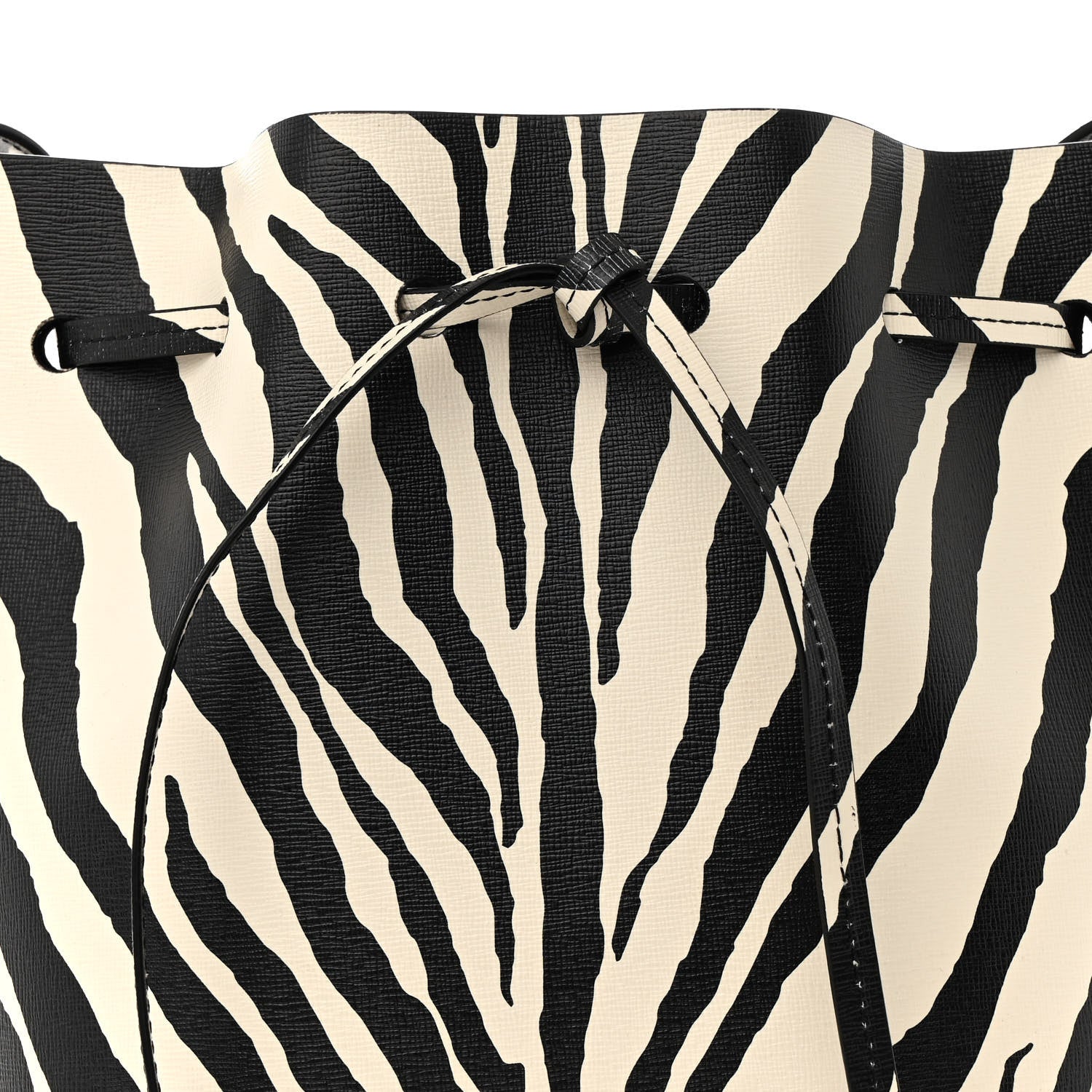 Mansur Gavriel Saffiano Zebra Print Mini Bucket Bag Black White 8 of 11