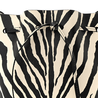 Mansur Gavriel Saffiano Zebra Print Mini Bucket Bag Black White 8 of 11