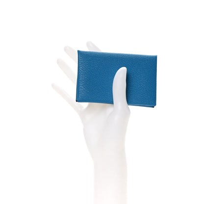 Hermes Chevre Mysore Verso Calvi Card Case Bleu Frida Cuivre 2 of 9