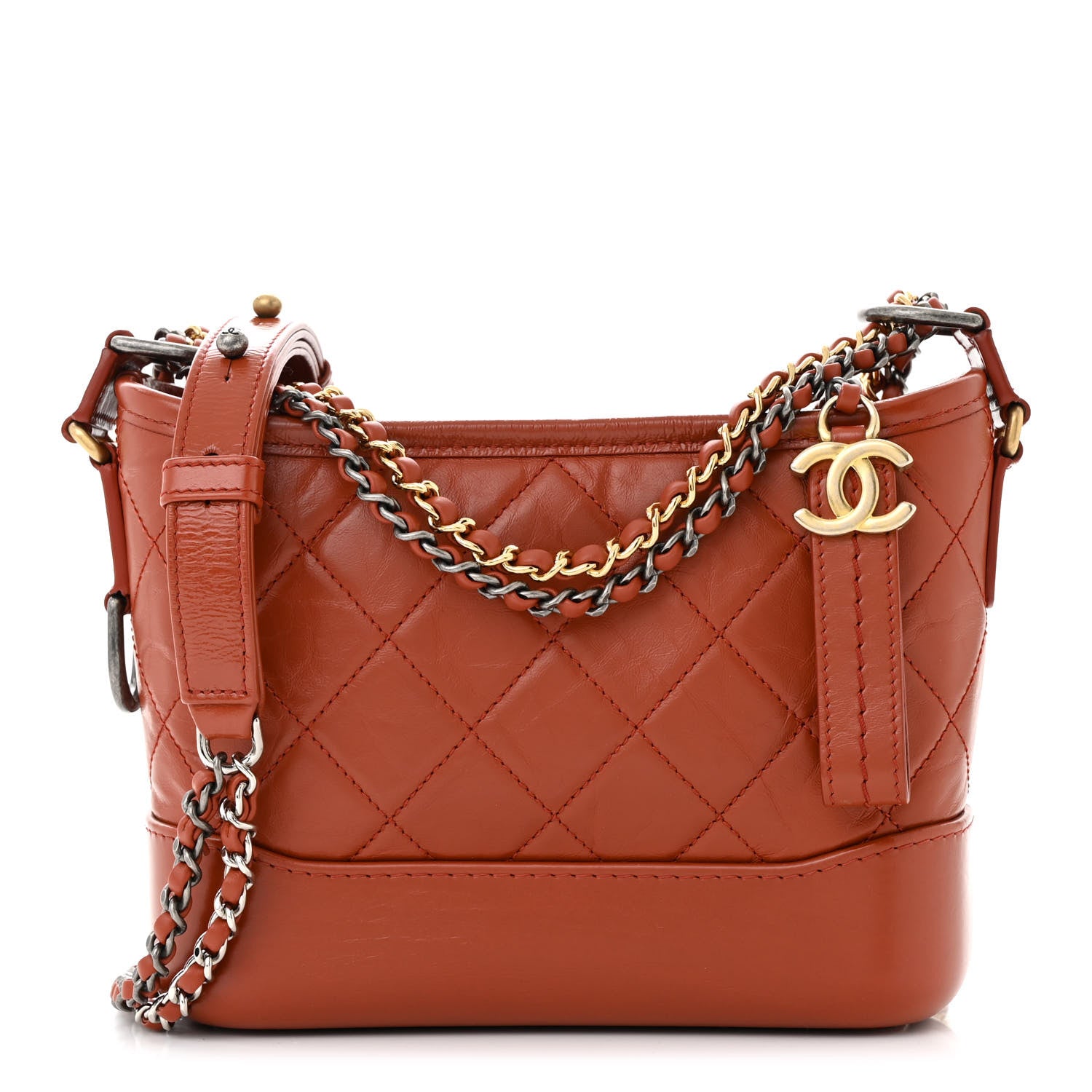 Chanel Aged Calfskin Quilted Small Gabrielle Hobo Red 1 of 11