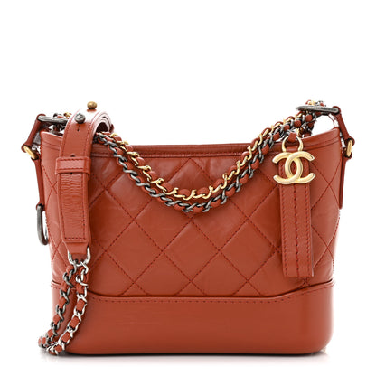Chanel Aged Calfskin Quilted Small Gabrielle Hobo Red 1 of 11