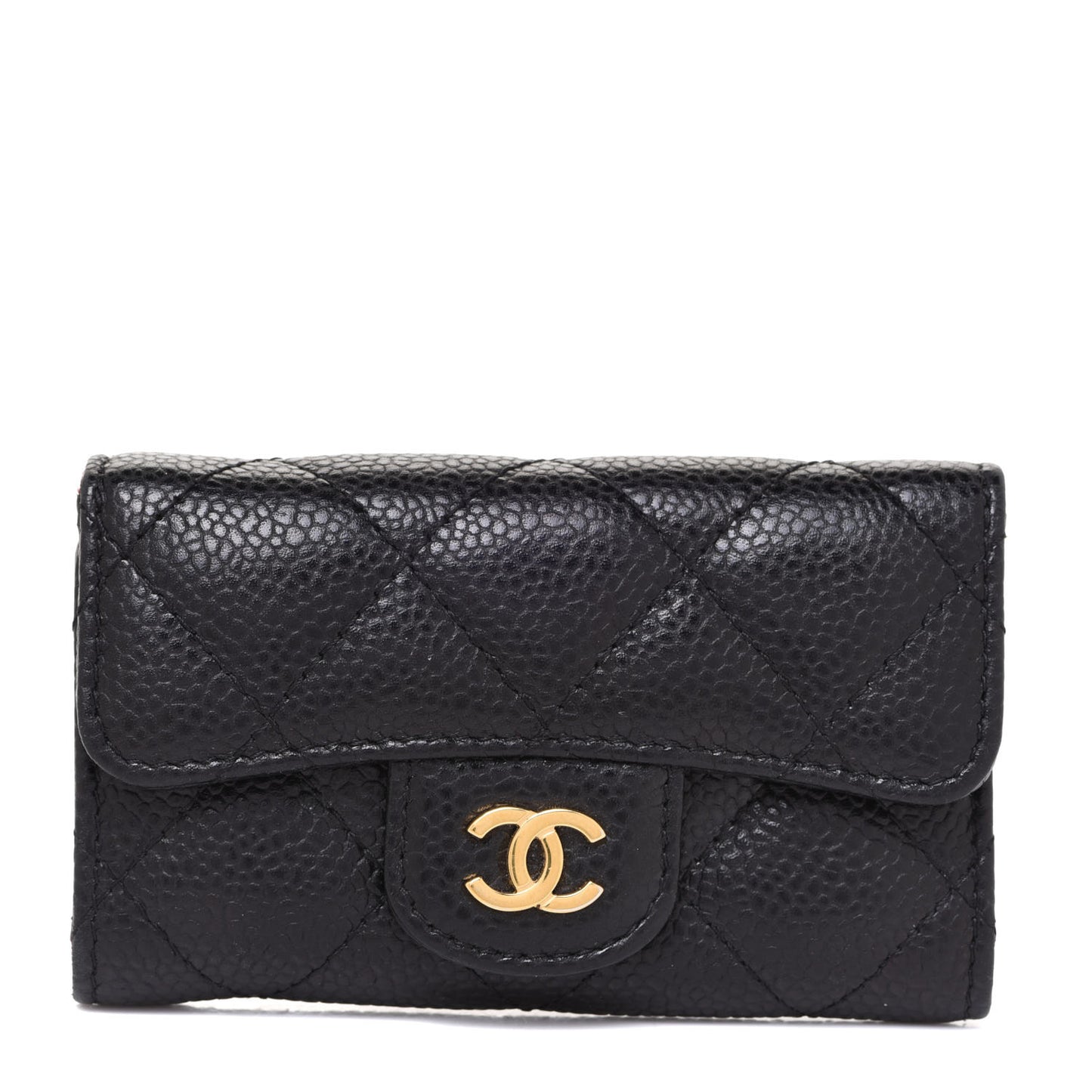 Caviar Quilted 6 Key Holder Black