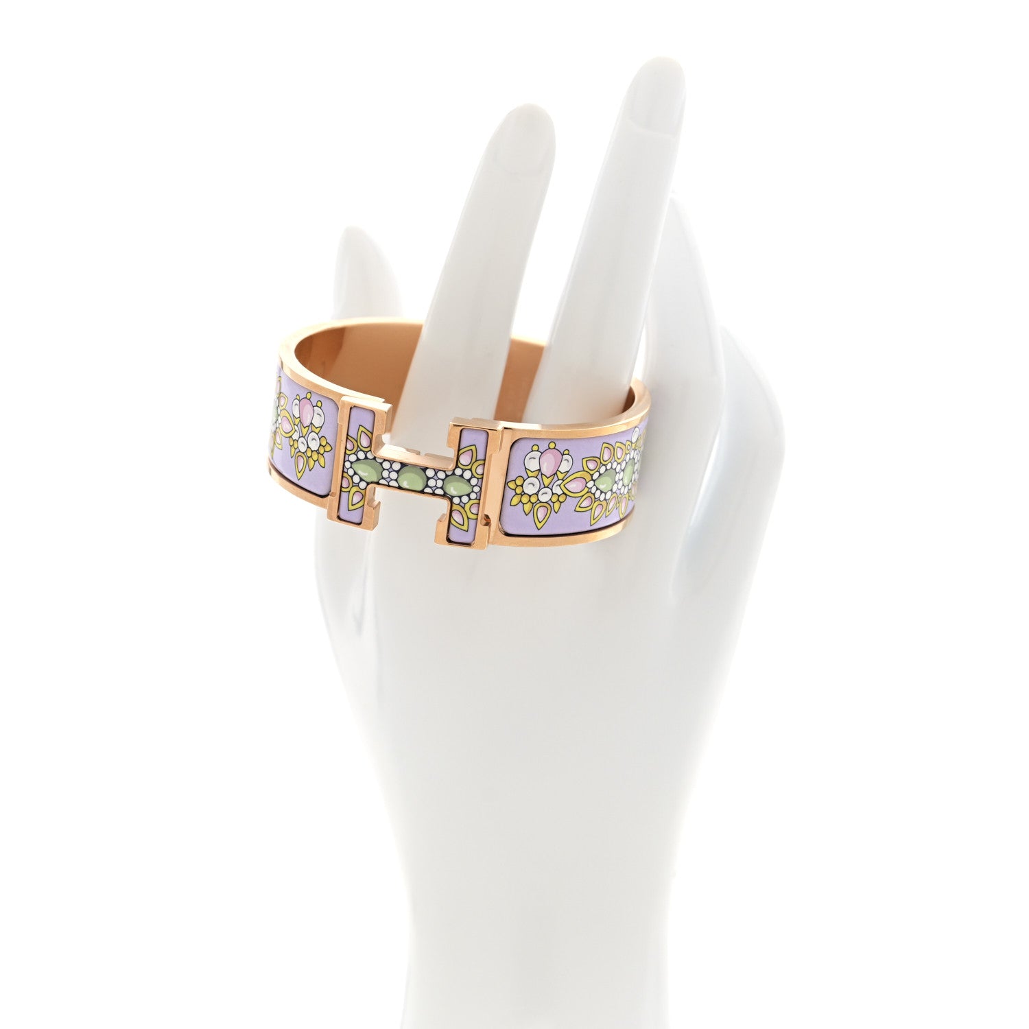 Hermes Enamel Printed Wide Parures Des Maharajas Clic Clac H Bracelet PM Hypno 2 of 4