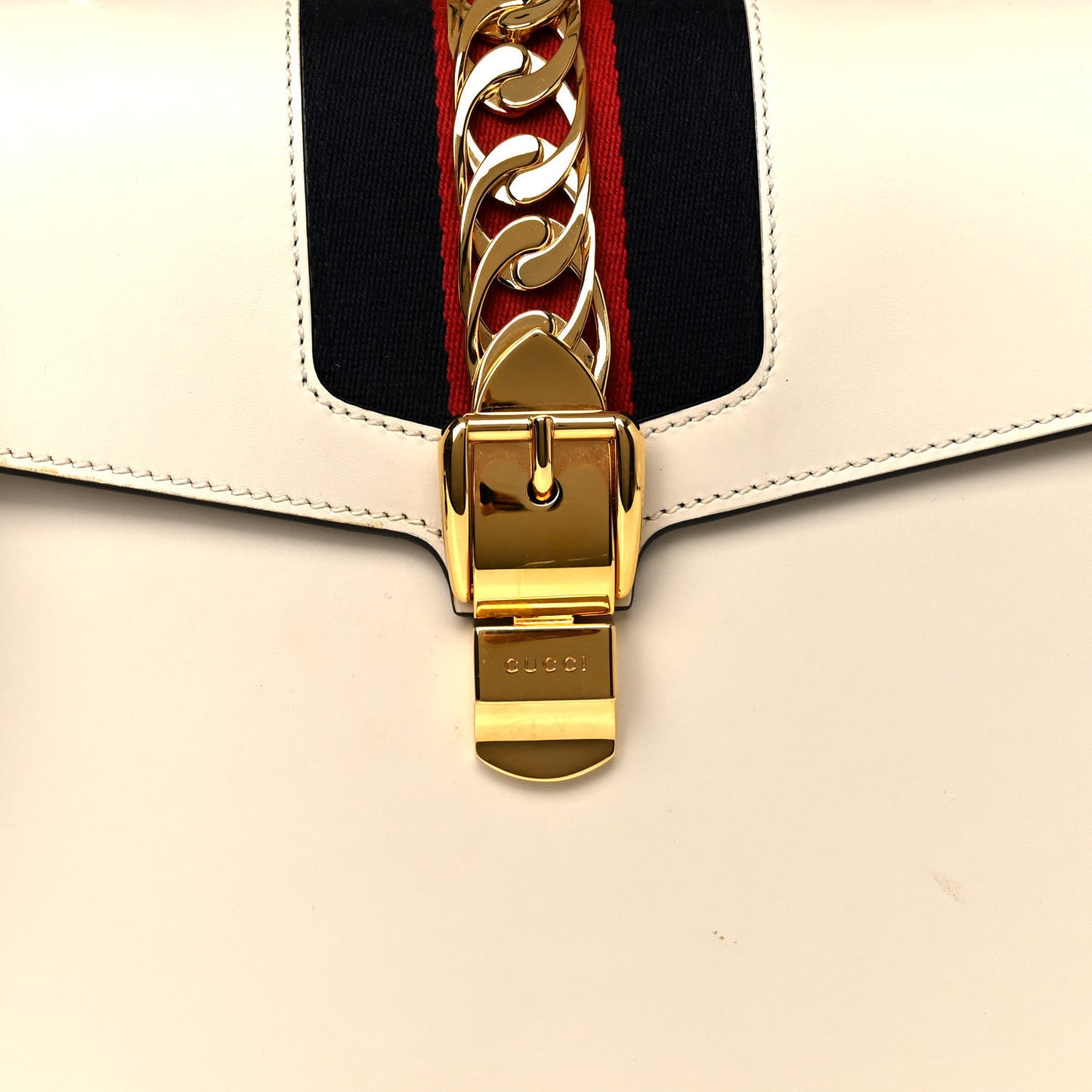 Calfskin Web Medium Sylvie Top Handle Bag White