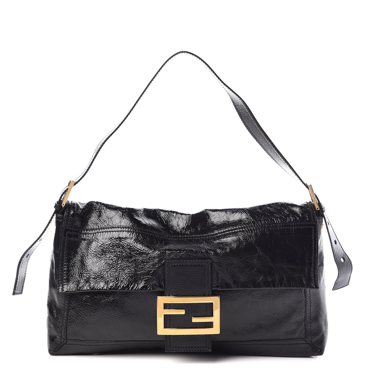 Fendi Vitello Naplak Large Convertible Baguette Black 1 of 8