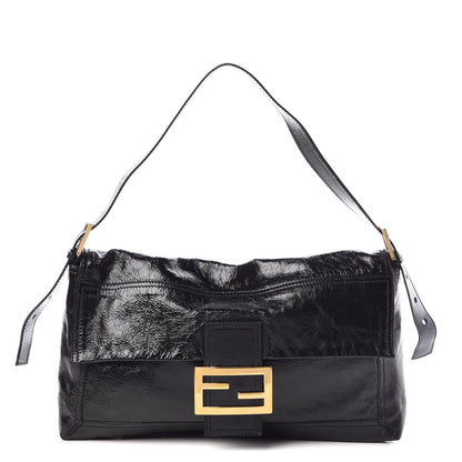 Fendi Vitello Naplak Large Convertible Baguette Black 1 of 8