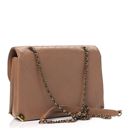 Chanel Shiny Lambskin Quilted Around The Corner Flap Beige 2 of 7