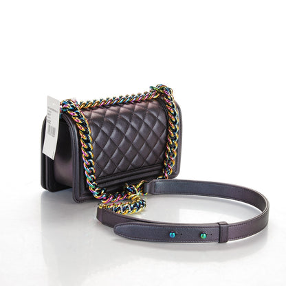 Chanel Iridescent Goatskin Quilted Small Boy Flap Purple 3 of 7