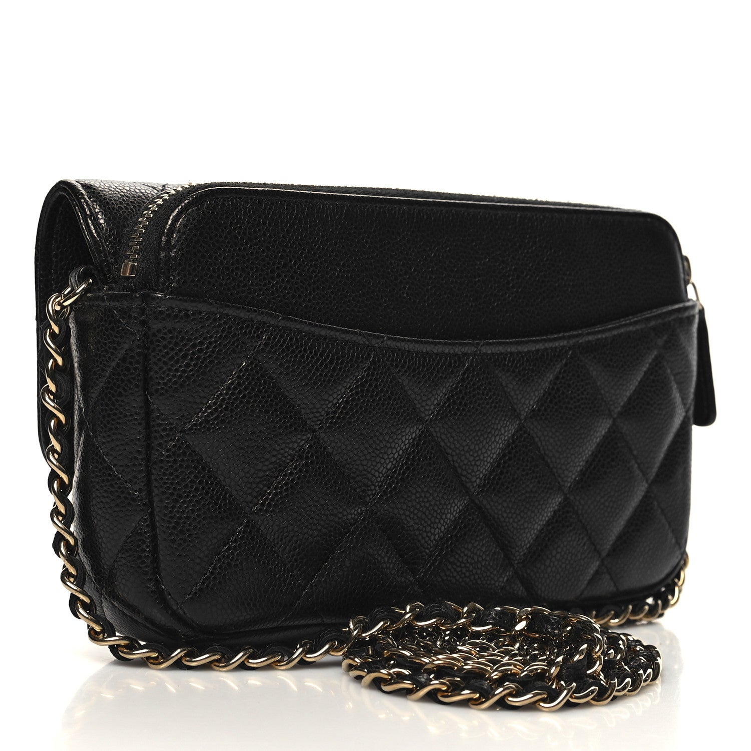 Chanel Caviar Quilted Flap Phone Holder With Chain Black 4 of 14