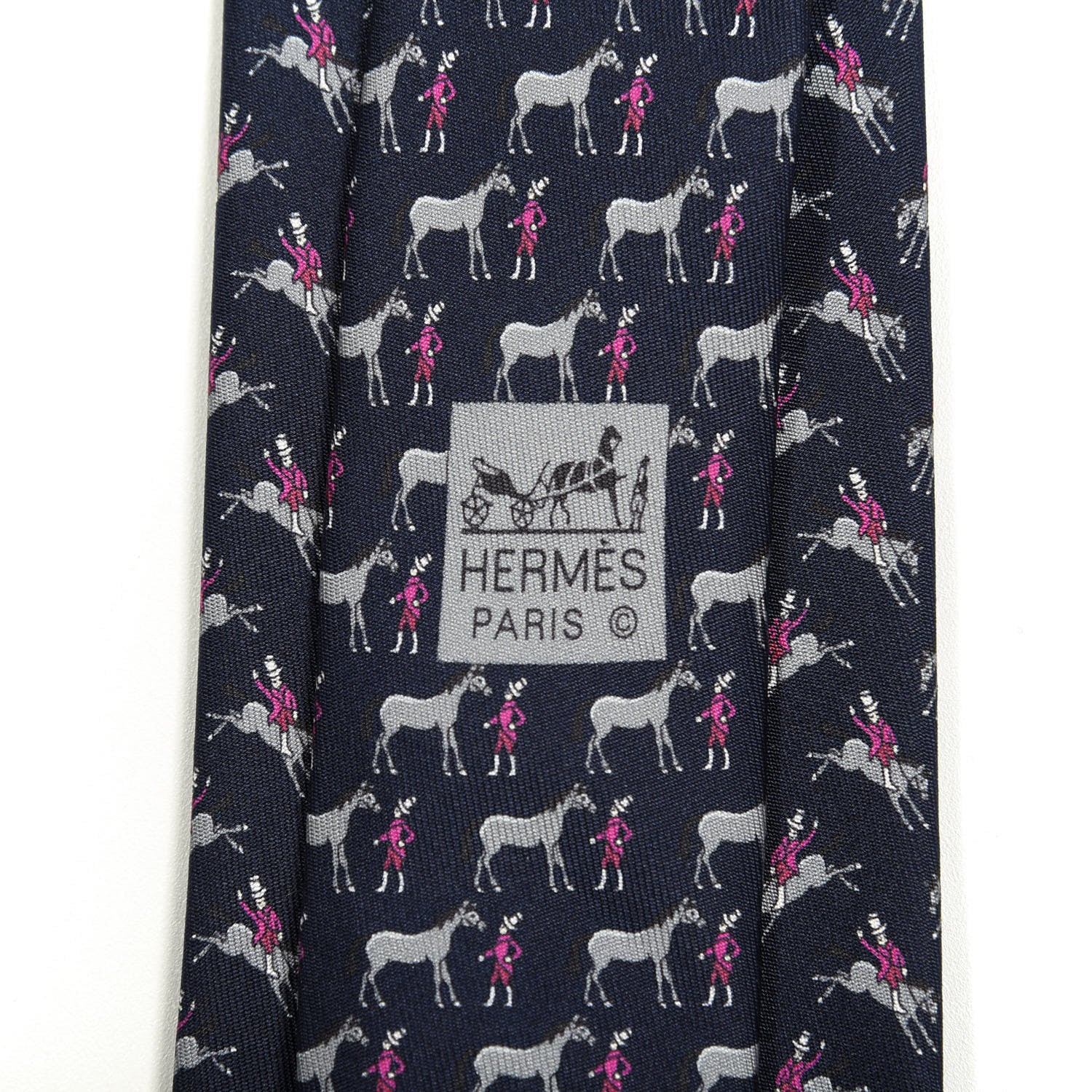 Hermes Printed Silk Mens Neck Tie Bleu 4 of 4