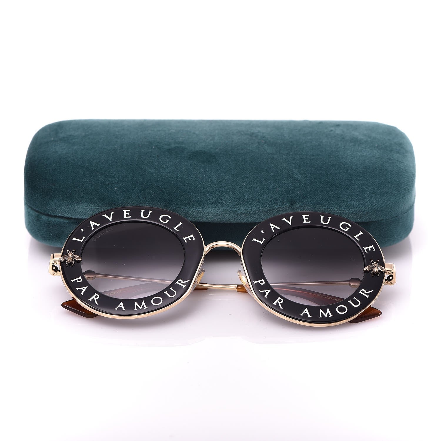 Gucci Metal L'Aveugle Par Amour Round Frame Sunglasses GG0113S Black 8 of 8