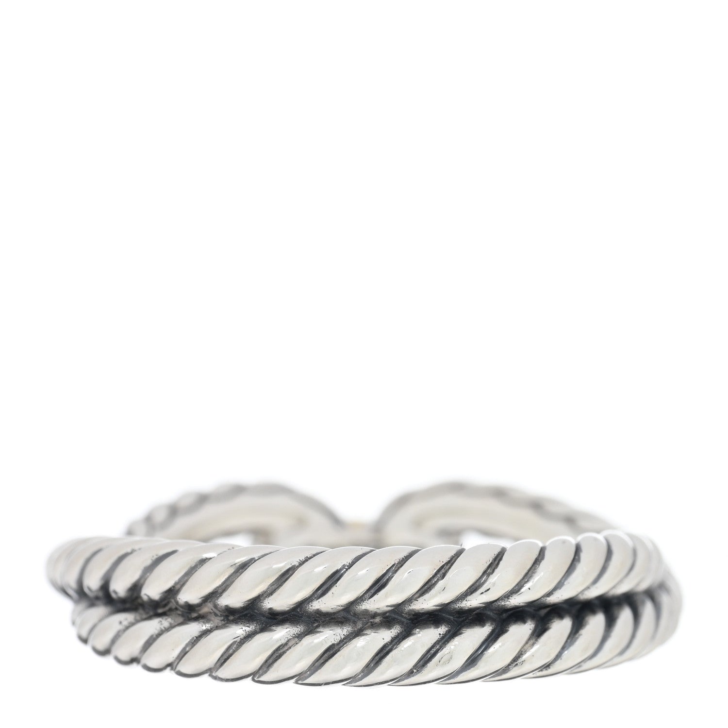 David Yurman Sterling Silver 18K Yellow Gold Cable Loop Ring 57 8 3 of 4