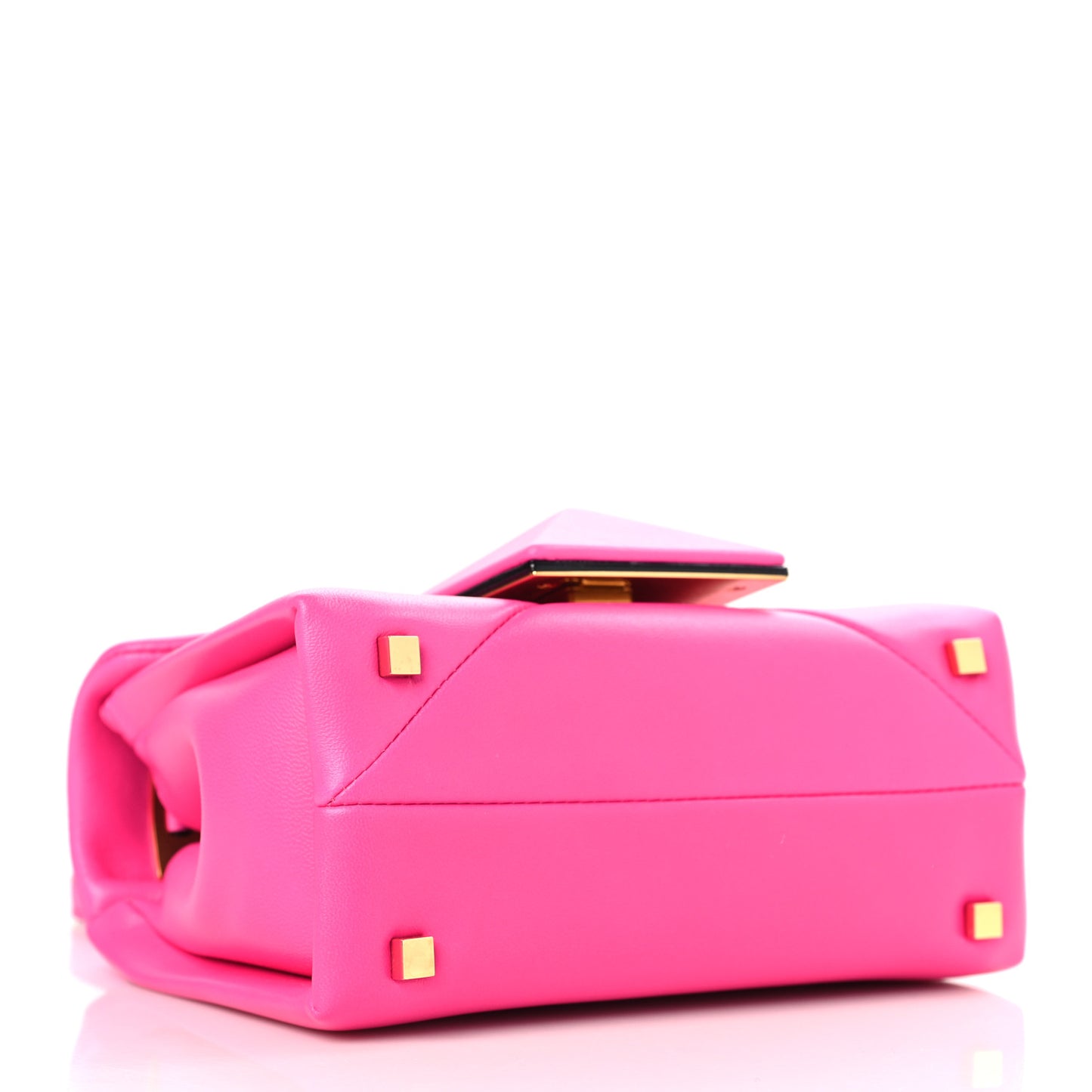 Nappa Tonal Monochrome Mini One Stud Top Handle Bag Pink PP