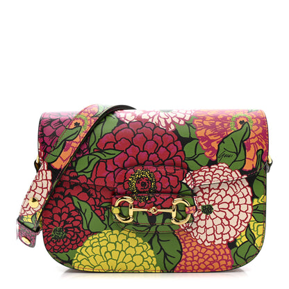Gucci X KEN SCOTT New Shangai Calfskin Pomponica Print Horsebit 1955 Shoulder Bag Multicolor Fuxia Pompon 1 of 10