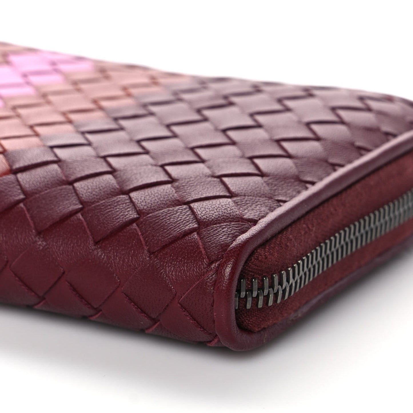 Nappa Intrecciato Zip Around Wallet Opera Pink